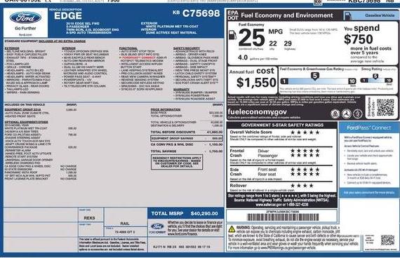 FORD EDGE 2019 2FMPK3J98KBC75698 image