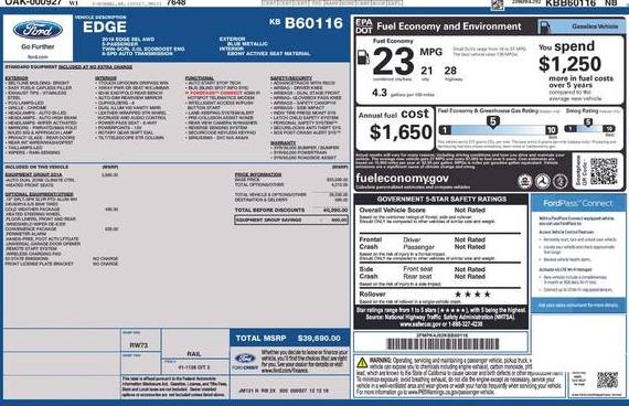 FORD EDGE 2019 2FMPK4J92KBB60116 image