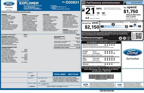 FORD EXPLORER 2016 1FM5K8FHXGGC00831 image
