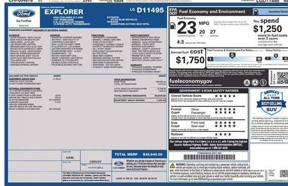 FORD EXPLORER 2020 1FMSK8DH5LGD11495 image
