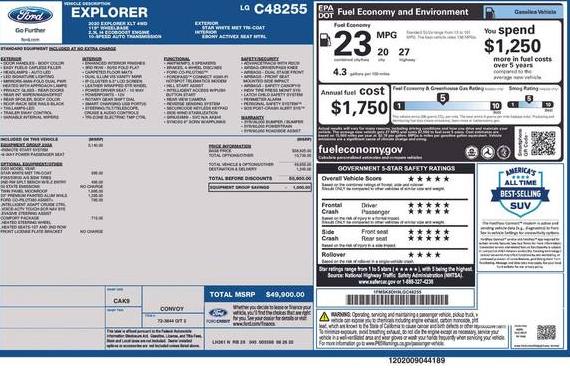 FORD EXPLORER 2020 1FMSK8DH9LGC48255 image