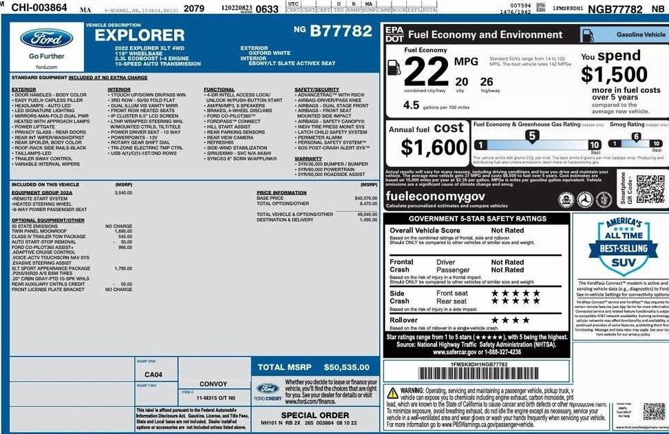 FORD EXPLORER 2022 1FMSK8DH1NGB77782 image