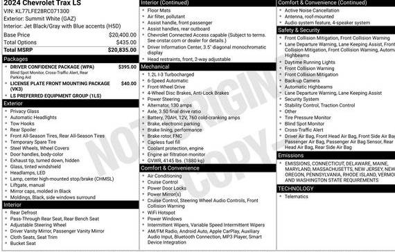 CHEVROLET TRAX 2024 KL77LFE28RC071300 image