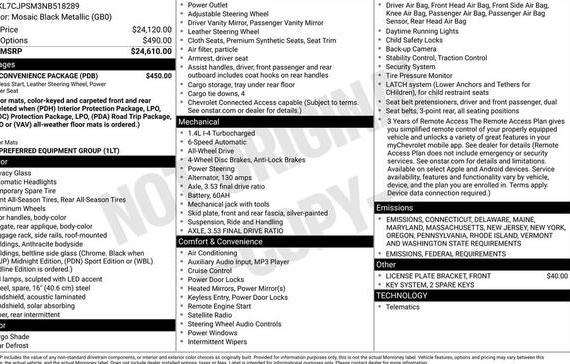CHEVROLET TRAX 2022 KL7CJPSM3NB518289 image