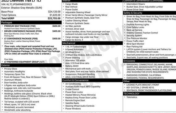 CHEVROLET TRAX 2022 KL7CJPSM9NB535923 image