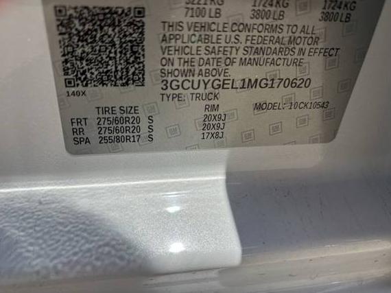 CHEVROLET SILVERADO 2021 3GCUYGEL1MG170620 image