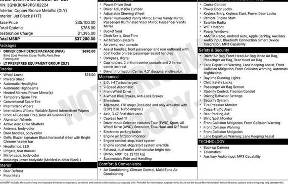 CHEVROLET BLAZER 2023 3GNKBCR49PS102224 image CHEVROLET BLAZER 2023 3GNKBCR49PS102224 image