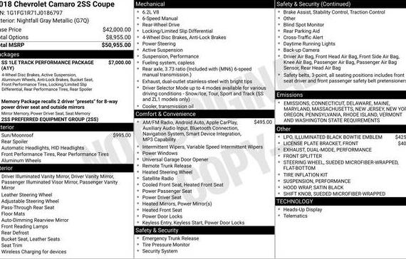CHEVROLET CAMARO 2018 1G1FG1R71J0186797 image