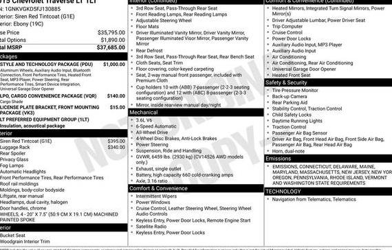 CHEVROLET TRAVERSE 2015 1GNKVGKD5FJ130885 image