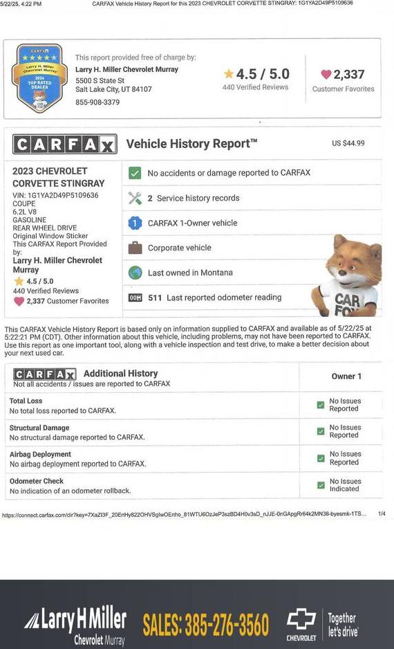 CHEVROLET CORVETTE 2023 1G1YA2D49P5109636 image