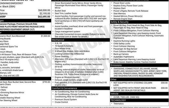 CHEVROLET TAHOE 2022 1GNSKNKD3NR305907 image