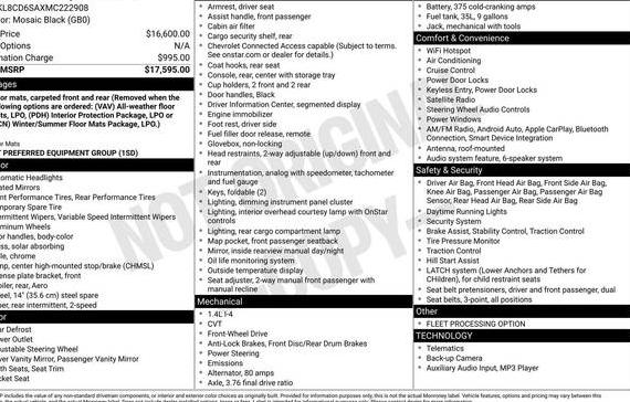 CHEVROLET SPARK 2021 KL8CD6SAXMC222908 image CHEVROLET SPARK 2021 KL8CD6SAXMC222908 image