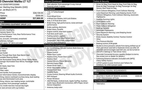 CHEVROLET MALIBU 2023 1G1ZD5ST9PF232080 image