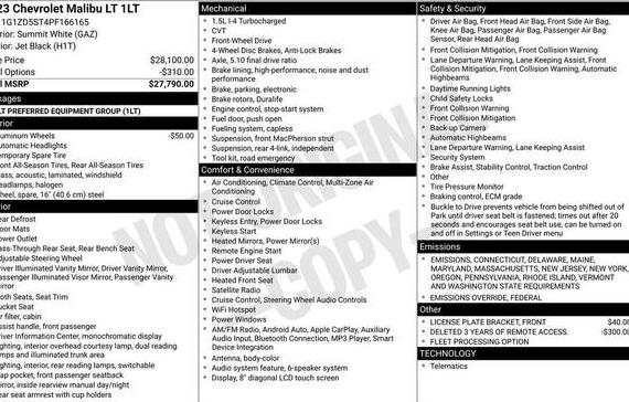 CHEVROLET MALIBU 2023 1G1ZD5ST4PF166165 image