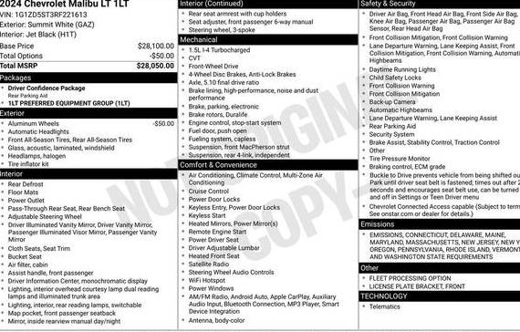 CHEVROLET MALIBU 2024 1G1ZD5ST3RF221613 image