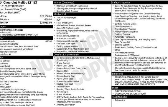 CHEVROLET MALIBU 2024 1G1ZD5ST4RF233382 image