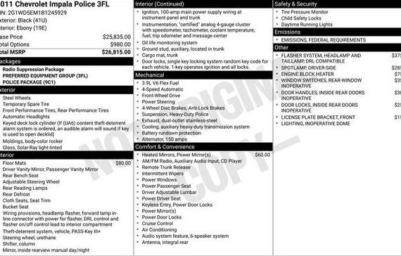 CHEVROLET IMPALA 2011 2G1WD5EM1B1245929 image