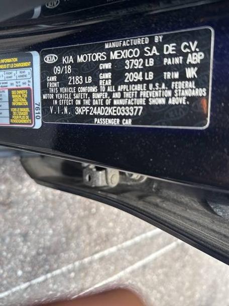 KIA FORTE 2019 3KPF24AD2KE033377 image