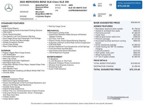 MERCEDES-BENZ GLE-CLASS 2022 4JGFB4KB4NA695901 image