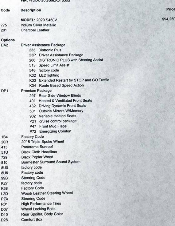 MERCEDES-BENZ S-CLASS 2020 WDDUG6GB9LA516305 image MERCEDES-BENZ S-CLASS 2020 WDDUG6GB9LA516305 image