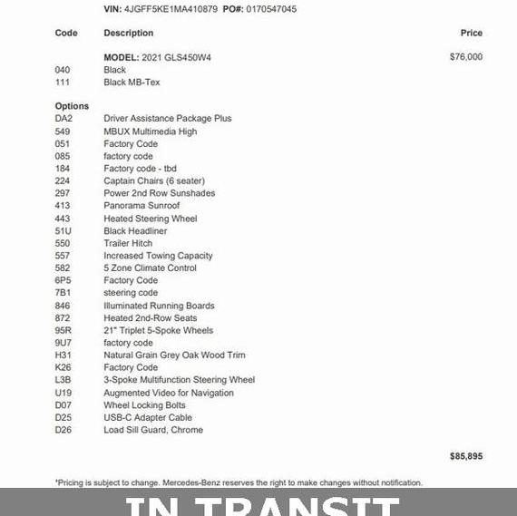 MERCEDES-BENZ GLS-CLASS 2021 4JGFF5KE1MA410879 image