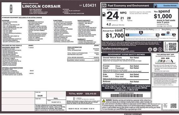 LINCOLN CORSAIR 2020 5LMCJ2DH1LUL03431 image