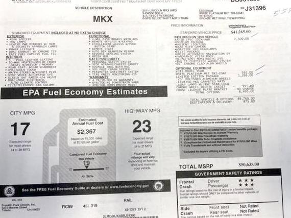 LINCOLN MKX 2011 2LMDJ8JK4BBJ31396 image