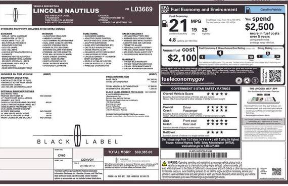 LINCOLN NAUTILUS 2023 2LMPJ9JP0PBL03669 image