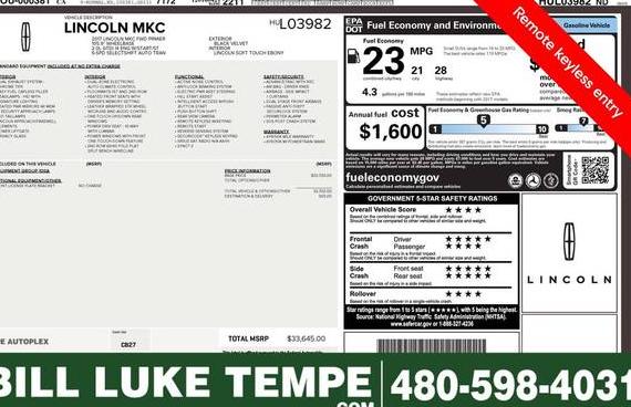 LINCOLN MKC 2017 5LMCJ1C90HUL03982 image