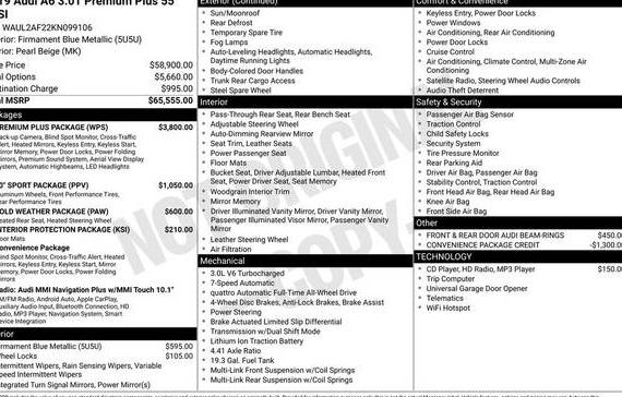 AUDI A6 2019 WAUL2AF22KN099106 image AUDI A6 2019 WAUL2AF22KN099106 image