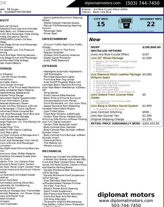 AUDI R8 2017 WUAKBAFX9H7901600 image