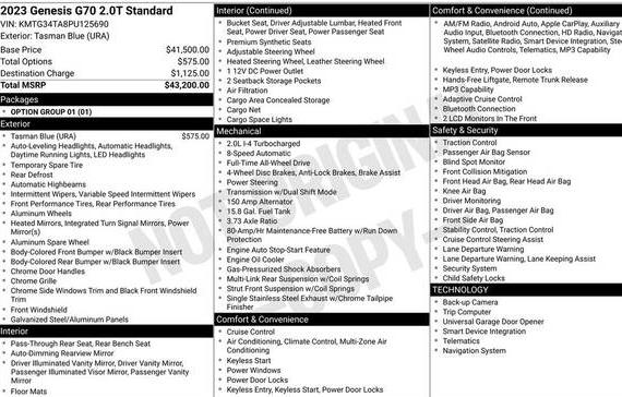 GENESIS G70 2023 KMTG34TA8PU125690 image GENESIS G70 2023 KMTG34TA8PU125690 image