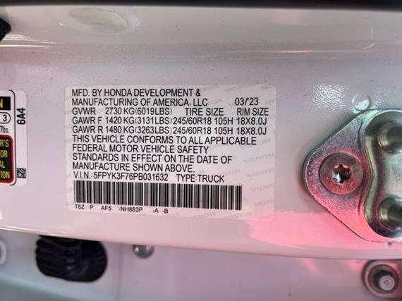 HONDA RIDGELINE 2023 5FPYK3F76PB031632 image