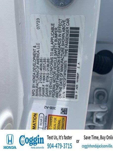 HONDA ACCORD 2023 1HGCY2F74PA058575 image