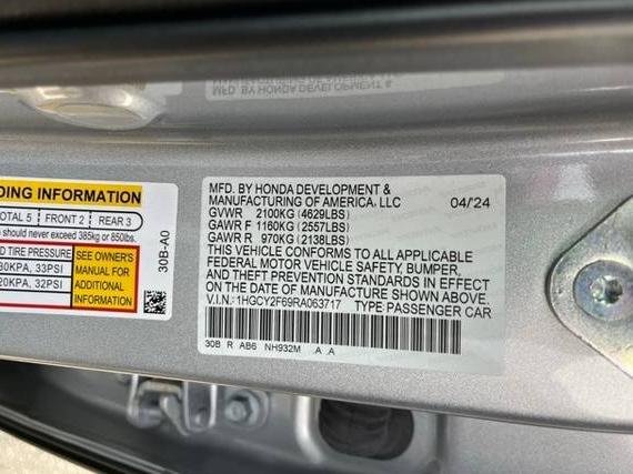 HONDA ACCORD 2024 1HGCY2F69RA063717 image