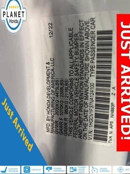 HONDA ACCORD 2022 1HGCV1F37NA124100 image