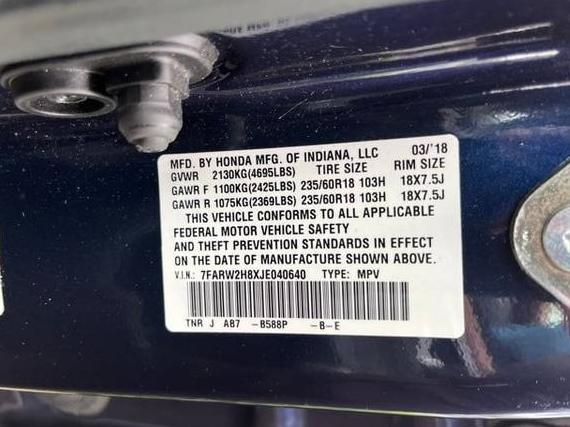 HONDA CR-V 2018 7FARW2H8XJE040640 image