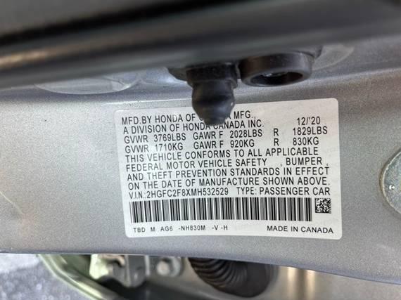 HONDA CIVIC 2021 2HGFC2F8XMH532529 image