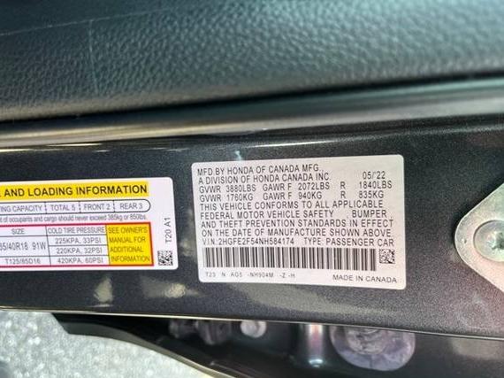 HONDA CIVIC 2022 2HGFE2F54NH584174 image