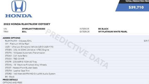 HONDA ODYSSEY 2022 5FNRL6H77NB045383 image