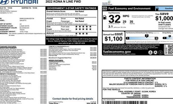 HYUNDAI KONA 2022 KM8K33A38NU925194 image HYUNDAI KONA 2022 KM8K33A38NU925194 image