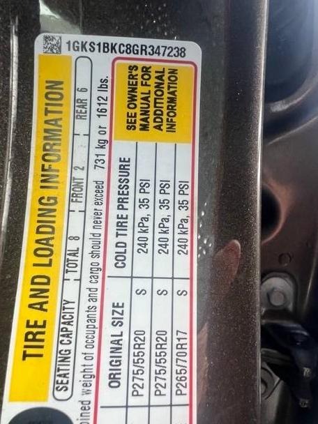 GMC YUKON 2016 1GKS1BKC8GR347238 image
