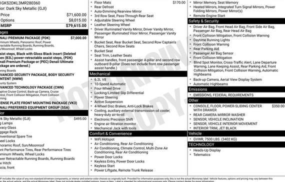 GMC YUKON 2021 1GKS2DKL3MR280360 image