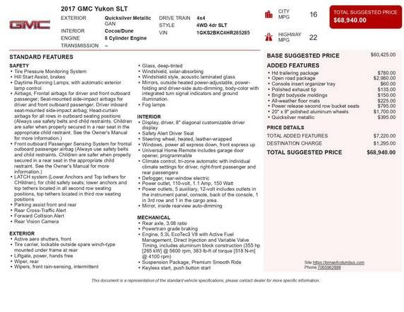 GMC YUKON 2017 1GKS2BKC4HR285285 image