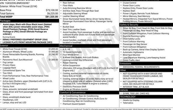 GMC YUKON 2022 1GKS2DKL8NR336987 image