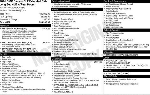 GMC CANYON 2016 1GTH6CE30G1284370 image