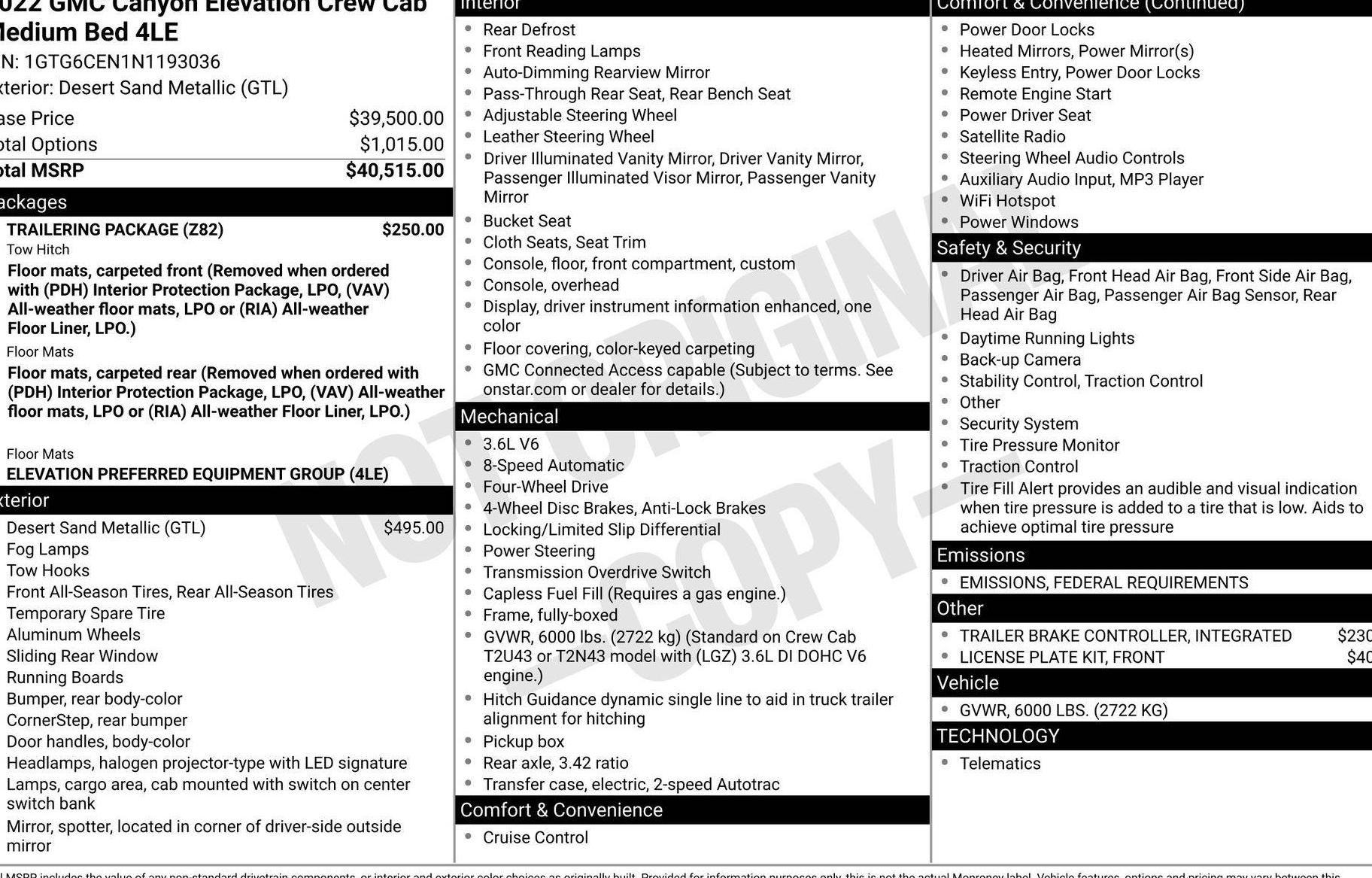 GMC CANYON 2022 1GTG6CEN1N1193036 image