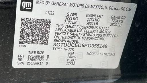 GMC SIERRA 2023 3GTUUCED6PG355148 image