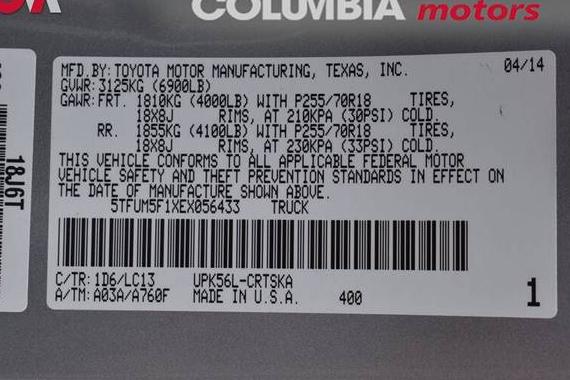 TOYOTA TUNDRA 2014 5TFUM5F1XEX056433 image