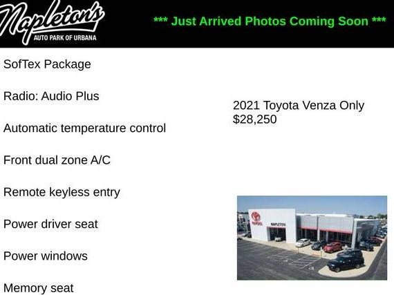 TOYOTA VENZA 2021 JTEAAAAH0MJ020837 image